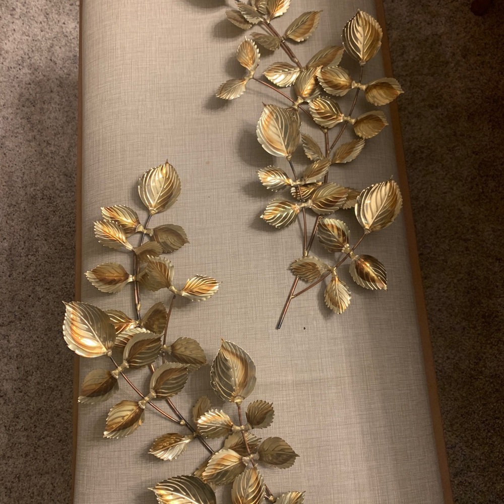 Set of copper and gold leaf wall art